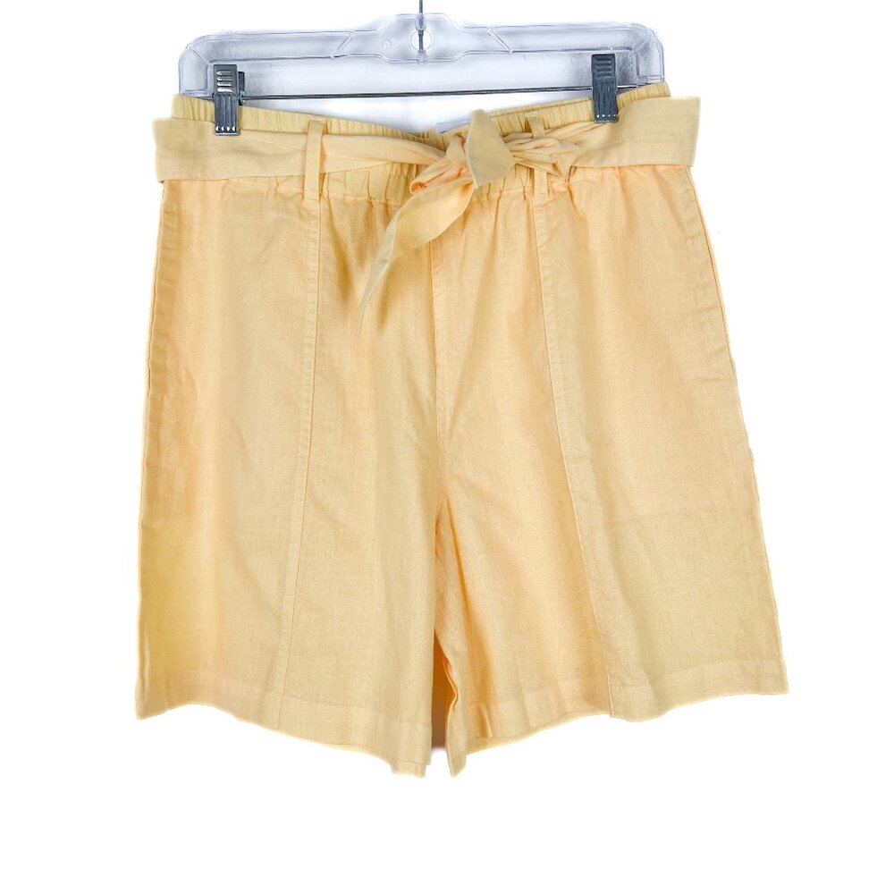 NWOT Tribal Jeans Linen Blend Belted Shorts in Soft Yellow Size Petite Small PS